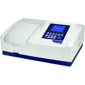 Double beam spectrophotometer with variable bandwidth